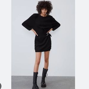 Zara voluminous sleeve side ruched mini dress